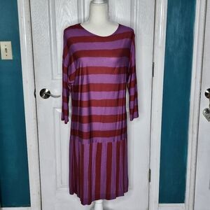 Gudrun Sjoden Striped Purple and Red Women's Dress